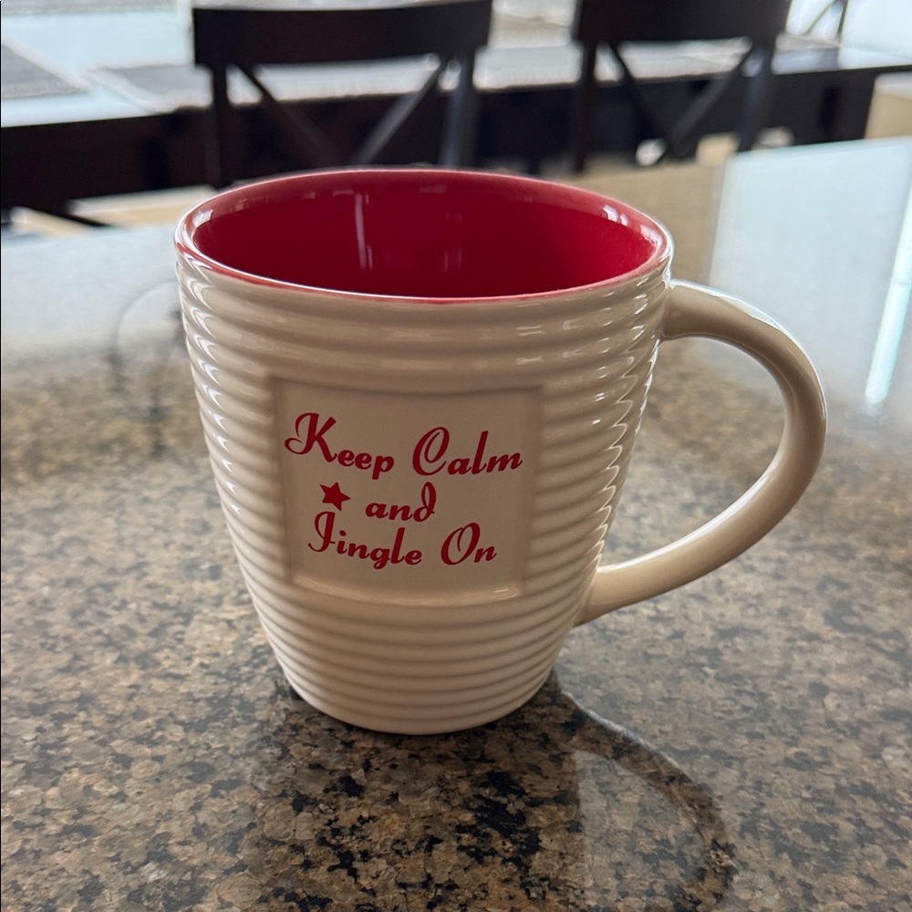 Large Keep Calm and Jingle On Red & White Holiday Mug